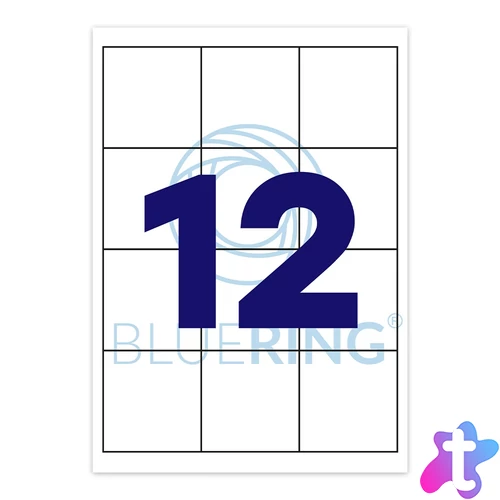 Etikett címke, 70x67,7mm, 100 lap, 12 címke/lap Bluering®