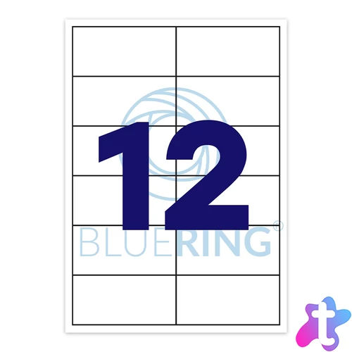 Etikett címke, 105x48mm, 100 lap, 12 címke/lap Bluering®