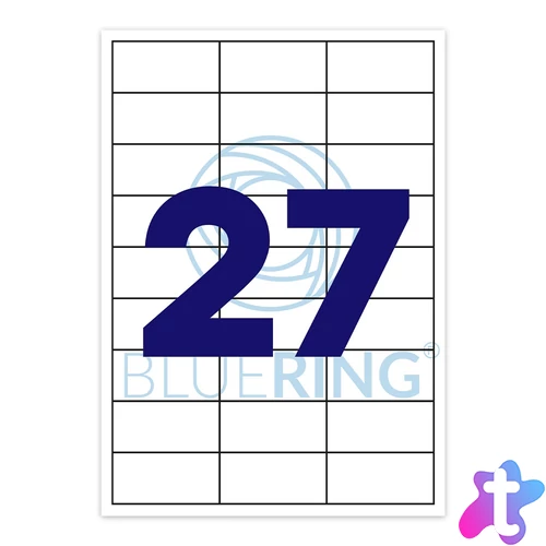 Etikett címke, 70x32mm, 100 lap, 27 címke/lap Bluering®