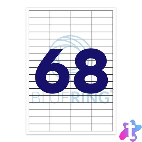 Etikett címke, 48,5x16,9mm, 100 lap, 68 címke/lap Bluering®