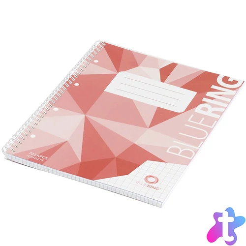 Spirálfüzet A4, 70lap, műanyag borítós perforált lyukasztott Bluering® kockás