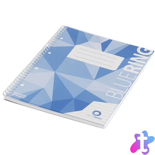 Spirálfüzet A4, 70lap, műanyag borítós perforált lyukasztott Bluering® vonalas