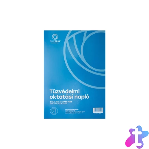 Tűzvédelmi oktatási napló 24lapos A4, álló B.VALL.350 Bluering®