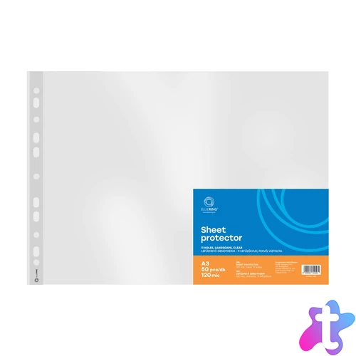 Genotherm lefűzhető, A3, 120 micron fekvő, víztiszta Bluering® 25 db/csomag,