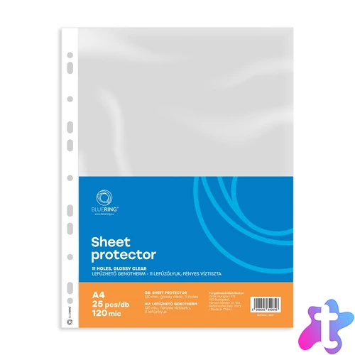 Genotherm lefűzhető, A4, 120 micron víztiszta Bluering® 25 db/csomag,