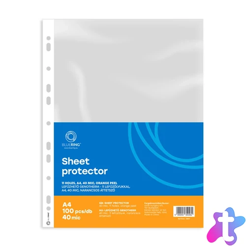 Genotherm lefűzhető, A4, 40 micron narancsos Bluering® 100 db/csomag