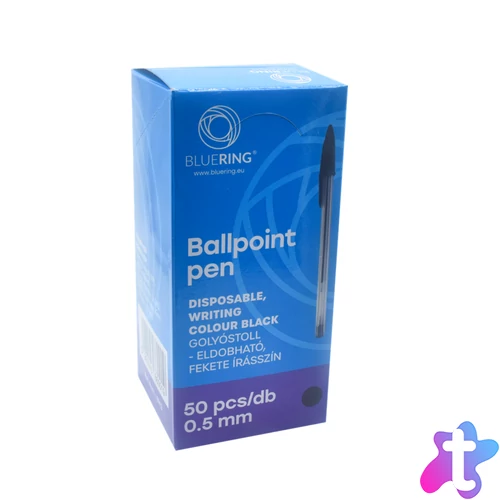Golyóstoll eldobható kupakos Bluering® írásszín fekete