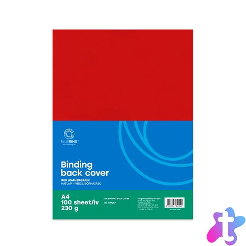 Hátlap, A4, 230 g. bőrhatású 100 db/csomag, Bluering® piros