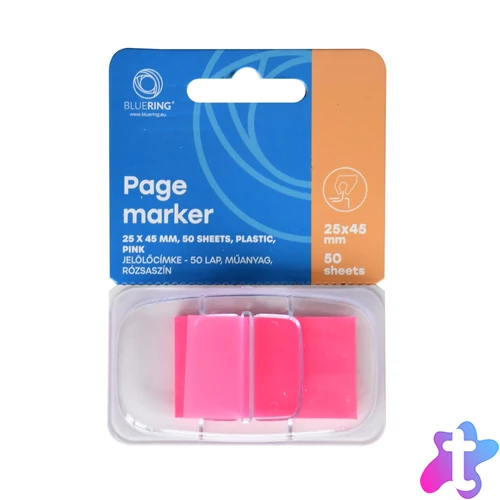 Jelölőcímke 25x45mm, 50lap, műanyag Bluering® pink