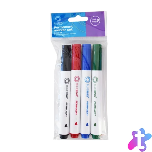 Alkoholos marker készlet, 1-4mm, vágott hegyű, 4-es készlet, Bluering®
