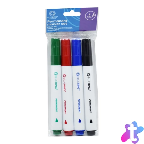 Alkoholos marker készlet, 3mm, kerek hegyű 4-es készlet Bluering®