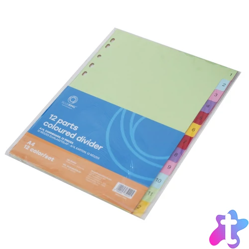 Elválasztólap, színes karton 12 részes Bluering®