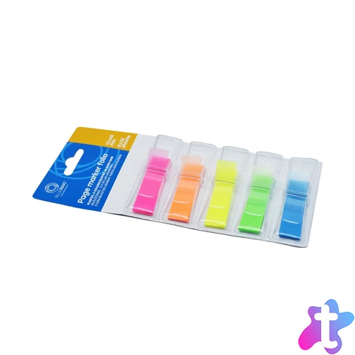 Jelölőcímke 12x45mm, 5x25lap, műanyag 5szín/bliszter, kemény tokos adagolóban Bluering®