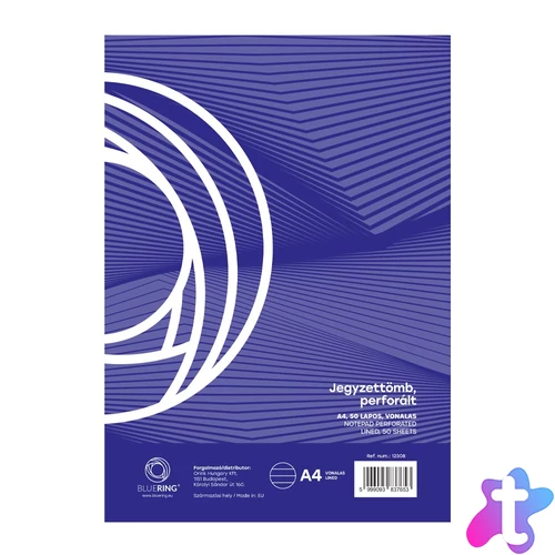 Jegyzettömb perforált, A4, 50lap, Bluering® vonalas