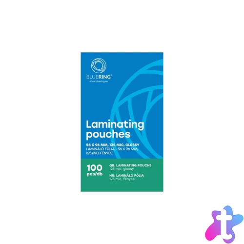 Lamináló fólia 56x96mm, 125 micron 100 db/doboz, Bluering®