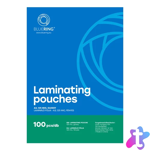 Lamináló fólia A3, 125 micron 100 db/doboz, Bluering®
