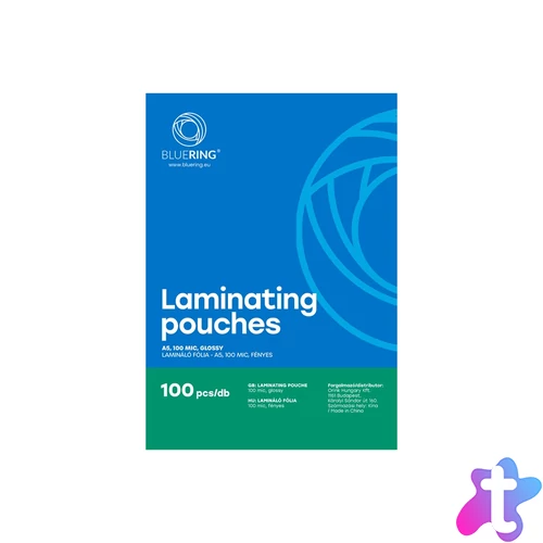 Lamináló fólia A5, 154x216mm, 100 micron 100 db/doboz, Bluering®