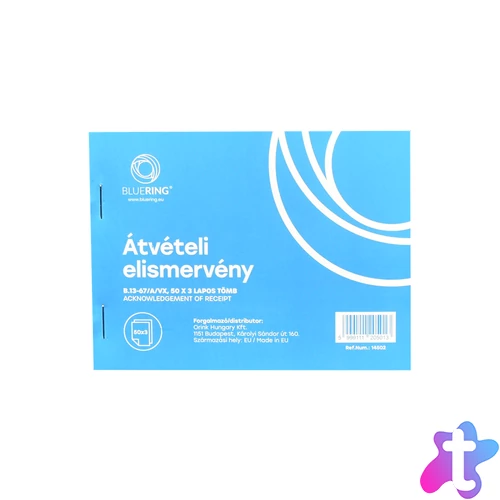 Átvételi elismervény A6, 50x3lapos B.13-67/A/VX Bluering®