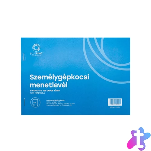 Személygépkocsi menetlevél A5, 100 lapos D.GEPJ.36/5 Bluering®