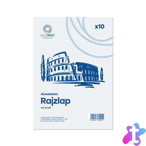 Rajzlap A4, félfamentes fóliázva Bluering® 10 ív/csomag,