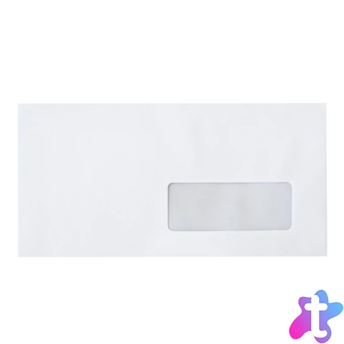 Boríték LC6/5 enyvezett bélésnyomott jobb ablakos 35x90mm 114x229mm J28A20 Bluering® fehér