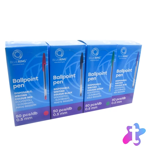 Golyóstoll eldobható kupakos Bluering® , írásszín zöld