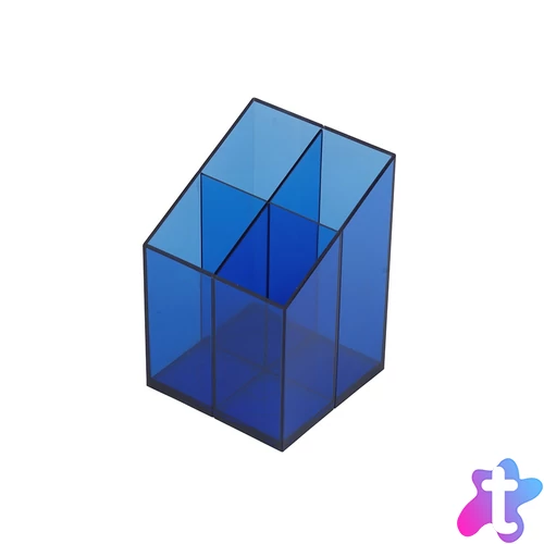 Írószertartó 4 rekeszes négyszögletű műanyag, Bluering® transzparens kék