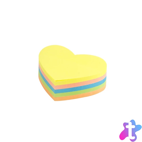 Jegyzettömb öntapadó, szív alakú, 250lap, Bluering® 5 klf. neon szín