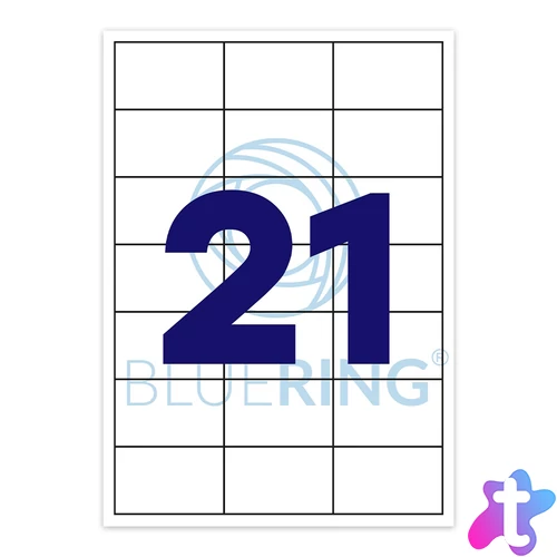 Etikett címke, 63x39,5mm, 100 lap, 21 címke/lap Bluering®