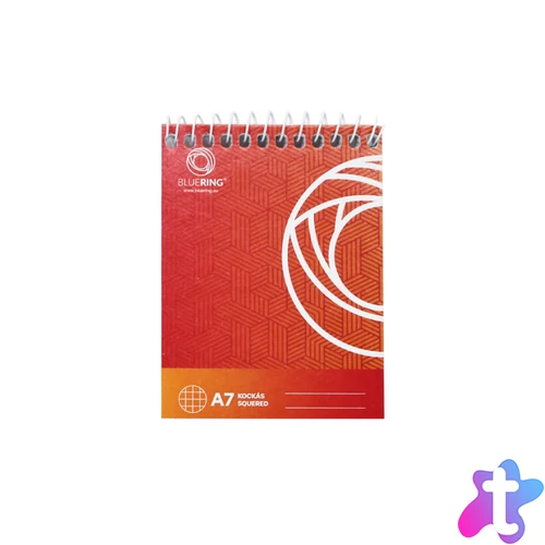 Jegyzettömb spirálozott, A7, 80lap, Bluering® kockás