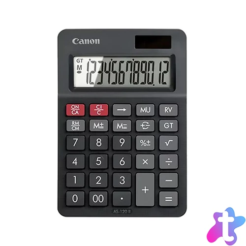 Számológép asztali 12 számjegy, döntött kijelző, Canon, AS-120 II