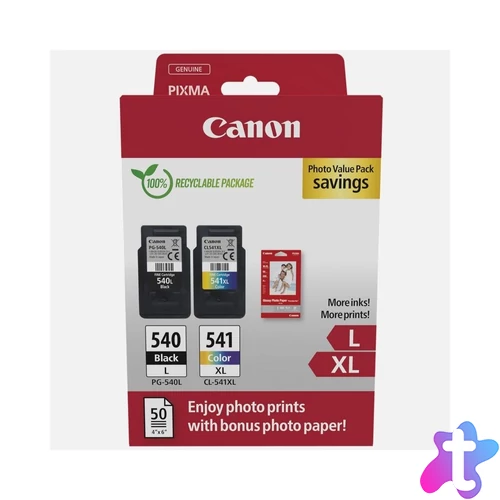 Canon PG540L + CL541XL tintapatron + 50 db GP501 10x15 fényes fotópapír multipack ORIGINAL