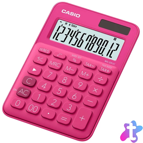 Számológép asztali 12 digit nagy kijelző Casio MS 20 UC magenta
