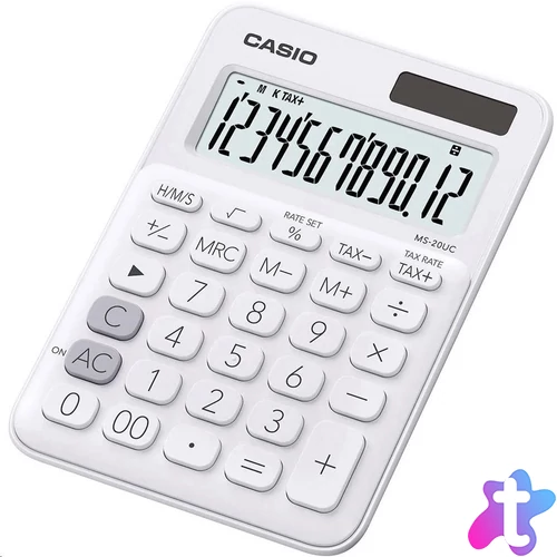 Számológép asztali 12 digit nagy kijelző Casio MS 20 UC fehér