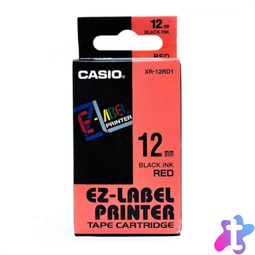 Feliratozógép szalag XR-12RD1 9mmx8m Casio piros/fekete