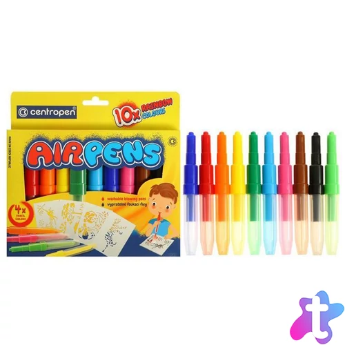 Filctoll fújós készlet Centropen AIRPENS 1500 Rainbow Colours 10 klf. szín