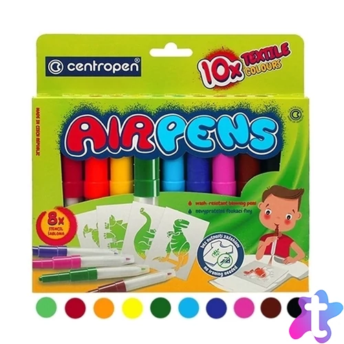 Filctoll fújós készlet Centropen AIRPENS 1539 Textile 10 klf. szín