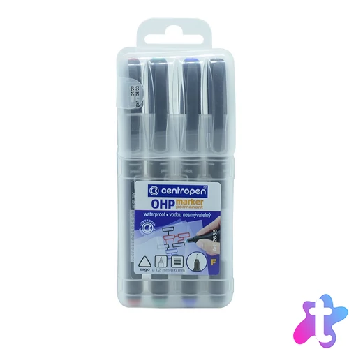 Alkoholos marker készlet, 0,6mm, F OHP Centropen 2636, 4 klf. szín