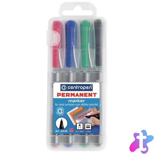 Alkoholos marker 1mm, M, Centropen 2846, 4 klf. szín