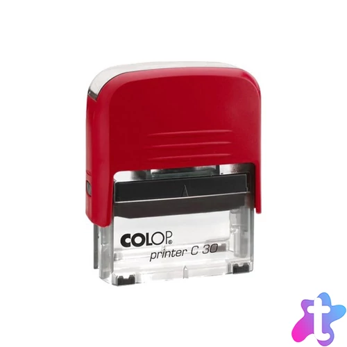Bélyegző C30 Colop piros átlátszó ház/fekete párna