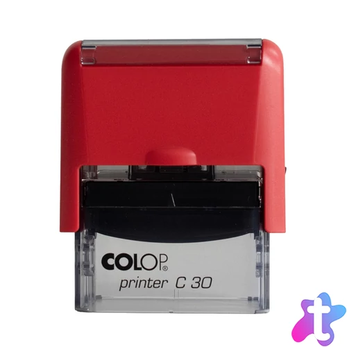 Bélyegző C30 Colop piros átlátszó ház/kék párna