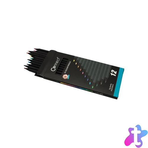 Színes ceruza készlet, hatszögletű, fekete test Connect 12 klf. szín