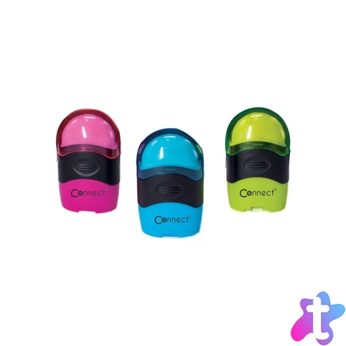 Hegyező 1 lyukú műanyag, tartályos radírral 12 db/display Connect 8138