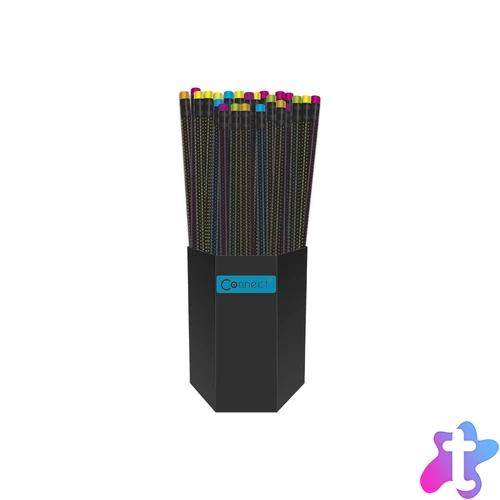 Grafitceruza HB, fekete testű, színes radírral, Connect 72 db/csomag,