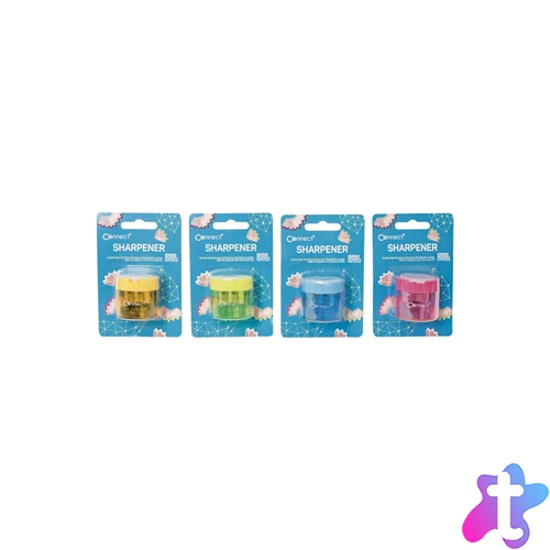 Hegyező 2 lyukú műanyag, tartályos Connect 8133