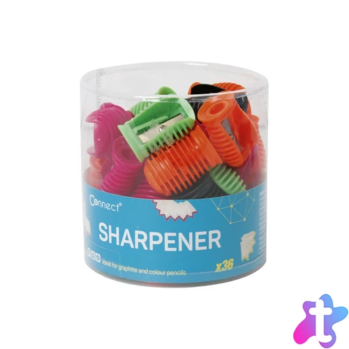 Hegyező 1 lyukú műanyag Connect különféle színek, 36 db/henger