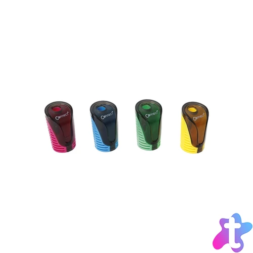 Hegyező 1 lyukú műanyag, tartályos Connect különféle színek