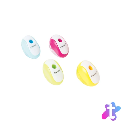 Hegyező 1 lyukú műanyag, tartályos Connect különféle színek