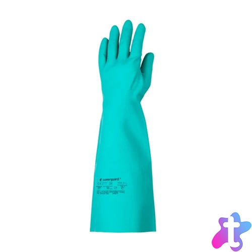 Gumikesztyű vegyszerálló 10-es méret 45 cm hosszú Nitril zöld_Coverguard
