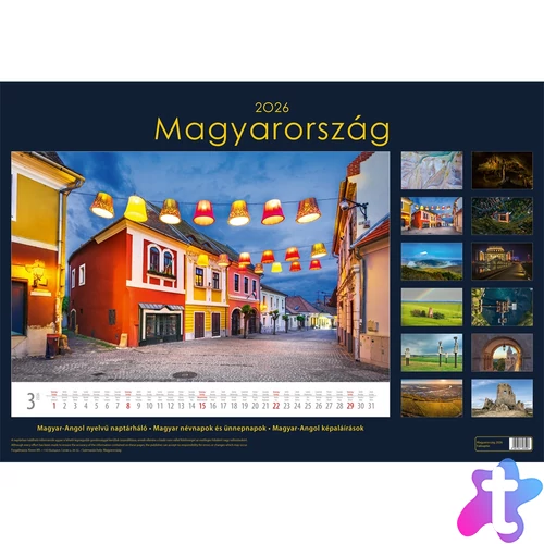 Falinaptár képes 340 × 485 mm, fehér lapokkal Magyarország Dayliner 2027.